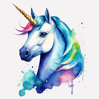 Bügelbild - Aquarell Einhorn - Fantasie Stil