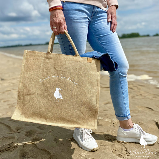 Strandtasche aus Jute mit maritimen Motiv | Tante Erna