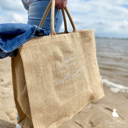 Strandtasche aus Jute mit maritimen Motiv | Tante Erna
