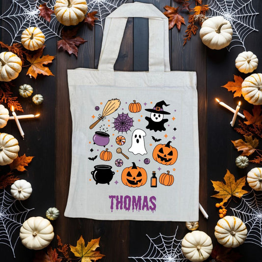 Halloween Allerlei Jutebeutel – Perfekt für kleine Grusel Abenteuer | 22 x 26 cm Baumwolltasche