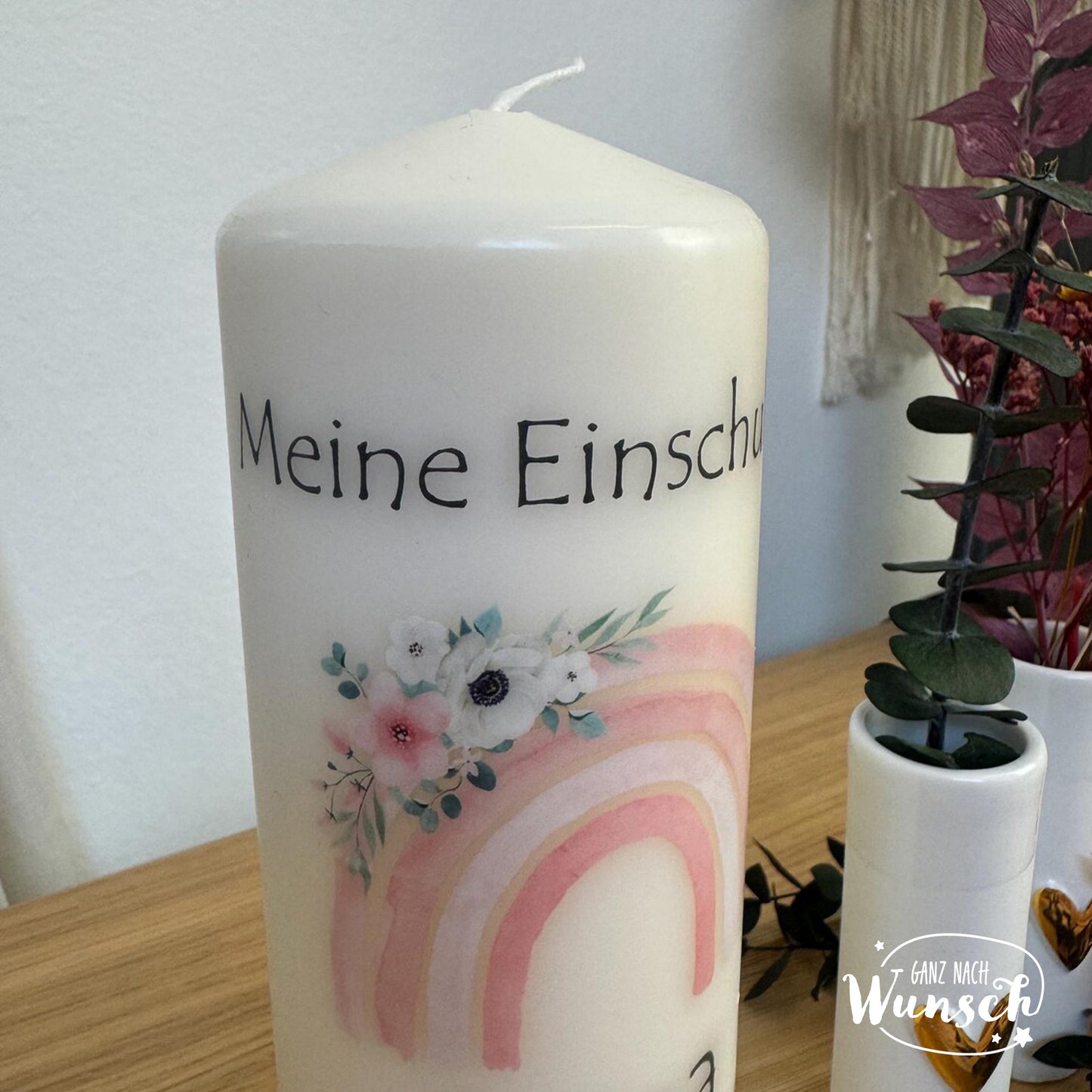 Personalisierte Kerze zur Einschulung, Taufe, Geburt, Konfirmation, Kommunion, Hochzeit, besonderer Anlass, Degenbogen, Patengeschenk,