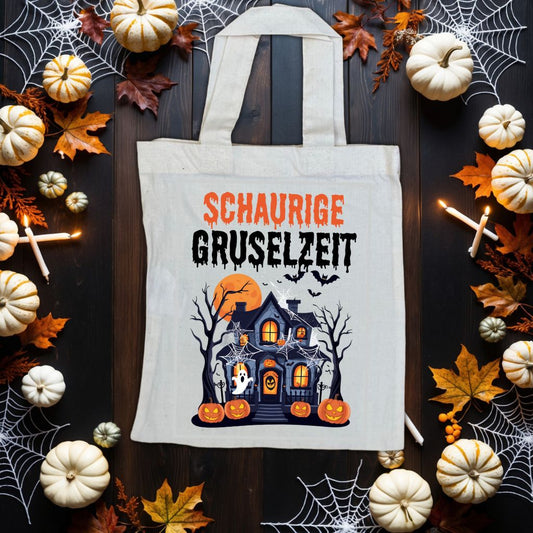 Schaurige Gruselzeit Jutebeutel – Perfekt für kleine Grusel Abenteuer | 22 x 26 cm Baumwolltasche