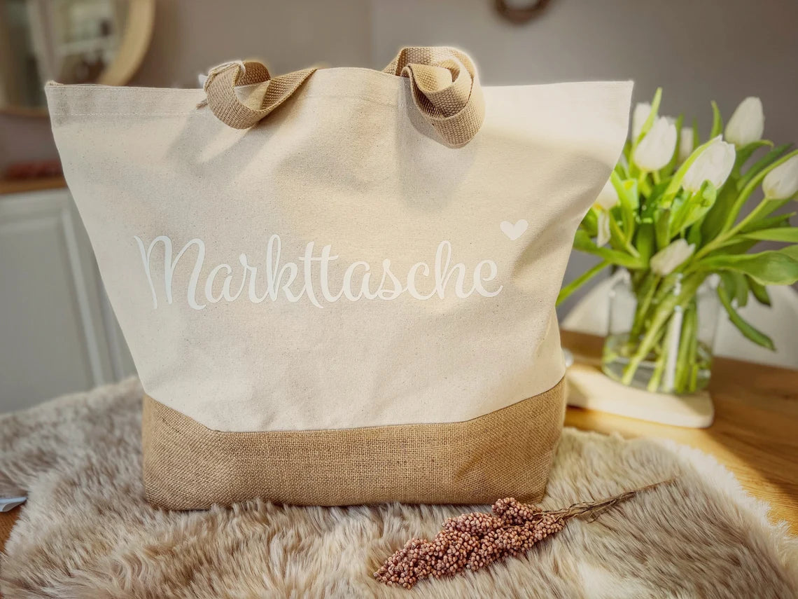 Jute Shopper | XL | Bag | Tragetasche personalisiert | Markttasche | Weihnachtsgeschenk für Mama | Oma | Patentante | Freundin | Lehrerin