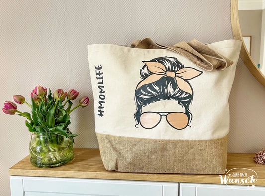 Jute Shopper | XL | Bag | Tragetasche personalisiert | Markttasche | Momlife | Mommybag | Tasche für Mütter | Familybag | Muttertag