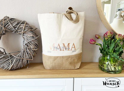 Jute Shopper | MOM | Bag | Tragetasche personalisiert | Shopper | Beutel | Baumwolltasche | Jute Tasche Mama I Geschenk I Mama I