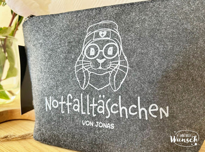 Für Unterwegs - Notfalltäschchen - Bedruckte Filztasche