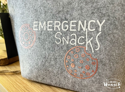 Für Unterwegs - Emergency Snacks - Bedruckte Filztasche