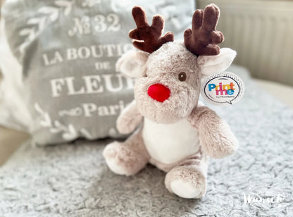 Kuscheltier mit Name l Stofftier personalisiert l Eule l hellbraun l Adventskalender l Geschenk zu Weihnachten | Geschenk Nikolaus | Rentier