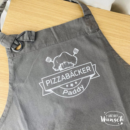 Personalisierte Schürze Pizzabäcker | Kochschürze | Geschenk zum Geburtstag | Geschenk für Mann, Papa, Opa, Patenonkel | Pizza