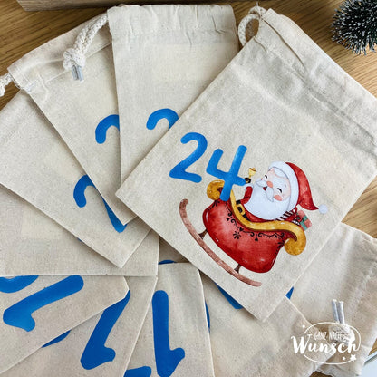 Weihnachten - Adventskalender - Bedruckte Säckchen