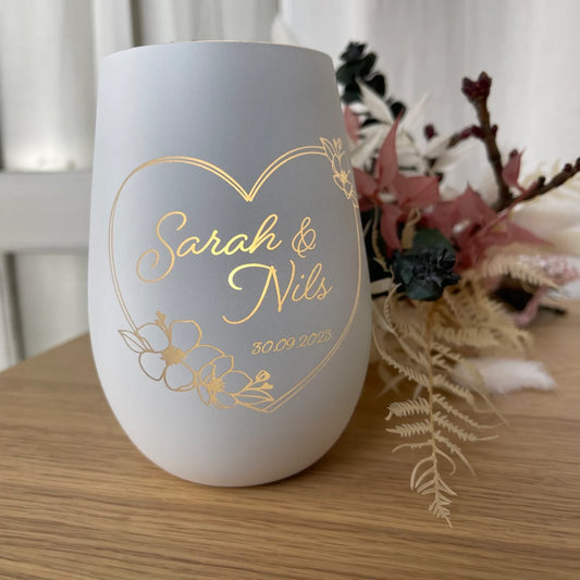 Personalisiertes Windlicht | Hochzeit | Hochzeitstag | Gravur | Kristallglas | Erinnerungslicht | Vase | Hochzeitsgeschenk