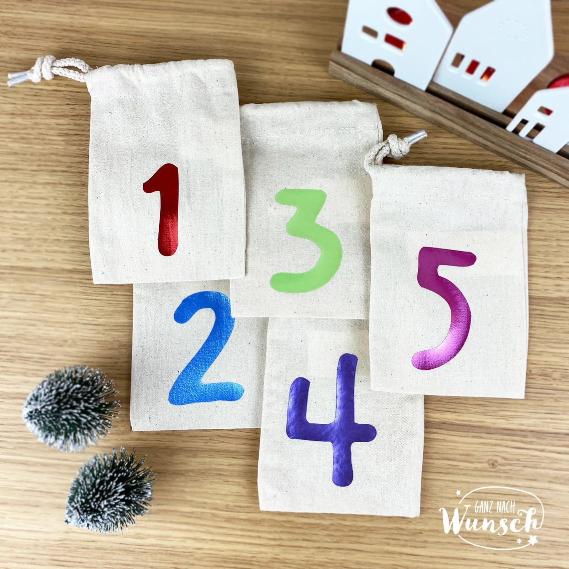 Weihnachten - Adventskalender - Bedruckte Säckchen