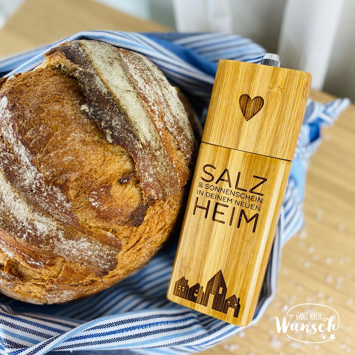 Salzmühle Salzliebe | Einzugsgeschenk | Geschenk zum Einzug | erste Wohnung | Brot und Salz | Eigenheim | Richtfest