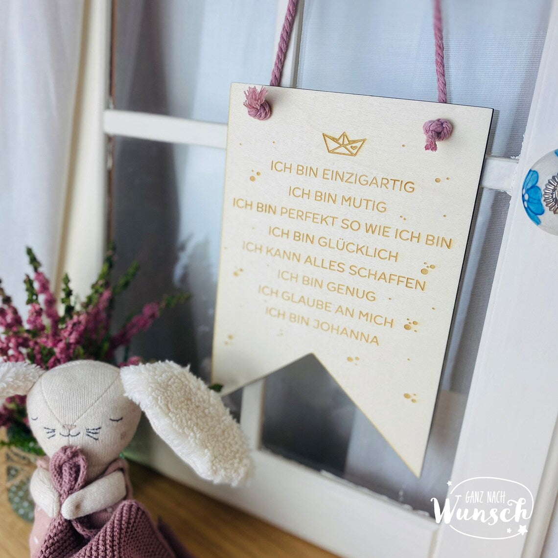 Holzschild Affirmation personalisiert - Geschenk zur Geburt | Einschulung | Taufe | Konfirmation - Motivierende Sprüche
