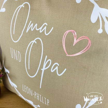 Personalisiertes Kissen Oma und Oma mit Namen | Geschenk für Oma und Opa | Eltern