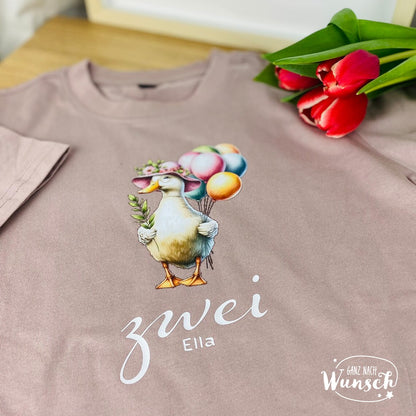 Personalisiertes Kinder-Shirt mit niedlichen Tieren, Name und Alter