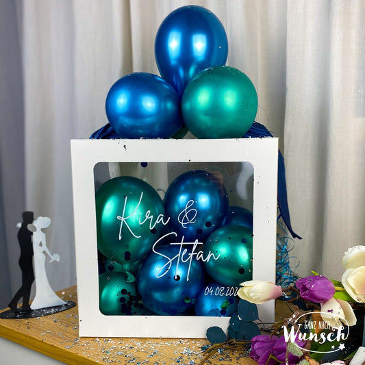 Personalisierte Geschenkbox zur Hochzeit, Ballonbox, Geschenkverpackung mit Luftballons, kreatives Hochzeitsgeschenk, Deko