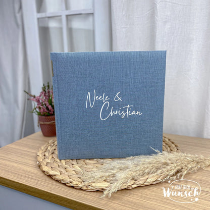 Personalisiertes Gästebuch zur Hochzeit mit Leinen Einband | Fotoalbum zum selbst gestalten mit Namen | Fotobuch | Erinnerungsalbum