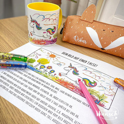 Personalisierte Tasse Zeichnung | Tasse mit Kunstwerk für Kinder | Bemalte Tasse | Geschenk für Eltern, Großeltern, Freunde | Sublimation