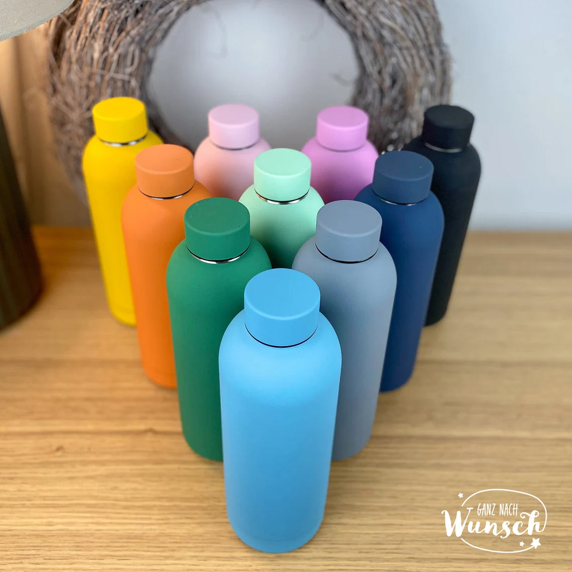 Wasserflasche personalisiert und graviert Edelstahl | Trinkflasche mit Gravur | Thermosflasche | Isolierflasche | für Kindergarten, Schule