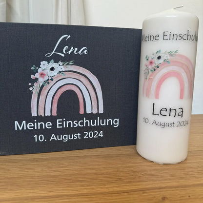 Fotoalbum Gästebuch personalisiert zur Einschulung, Kommunion, Hochzeit, Taufe, Konfirmation, Geburt | Erinnerungsalbum, Regenbogen