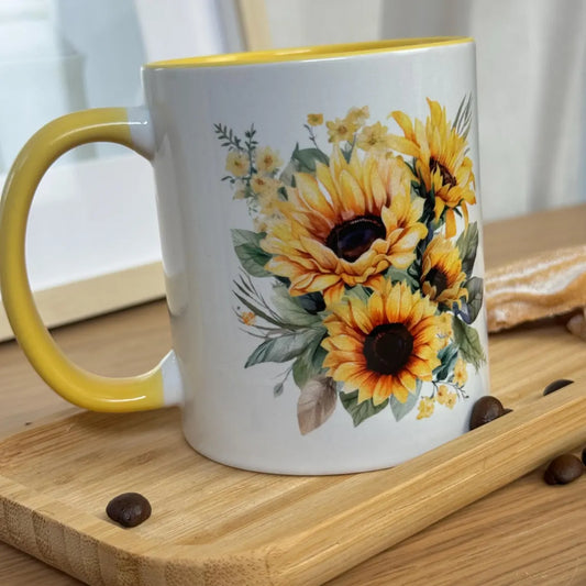 Tasse Sonnenblumen | Keramik Tasse | Becher | Keramiktasse | Geschenk | personalisiertes Geschenk | Weihnachtsgeschenk | Text | Geburtstag