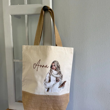 Jute Shopper | Bag | Tragetasche personalisiert | Shopper | Beutel | Baumwolltasche | Jute Tasche Cozy I Geschenk I Weihnachtsgeschenk