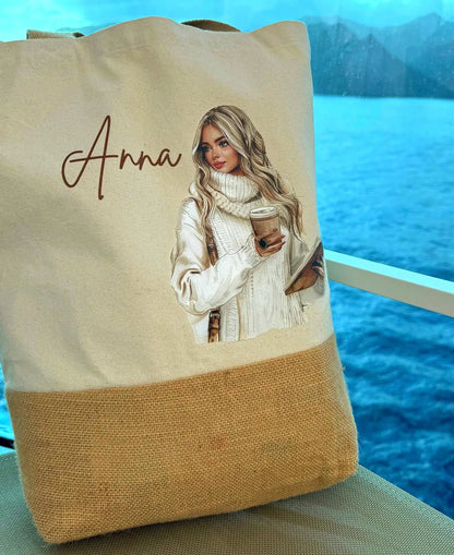 Jute Shopper | Bag | Tragetasche personalisiert | Shopper | Beutel | Baumwolltasche | Jute Tasche Cozy I Geschenk I Weihnachtsgeschenk